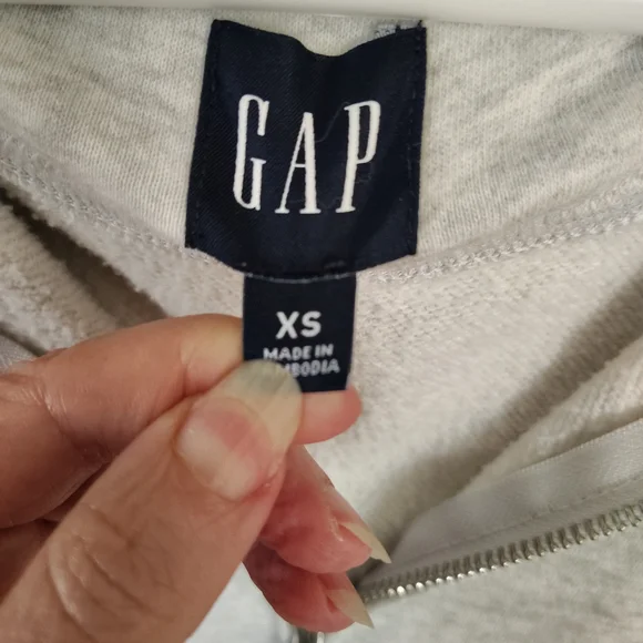 GAP Light Gray Full Zip Hooded Sweatshirt Size XS - Picture 3 of 7